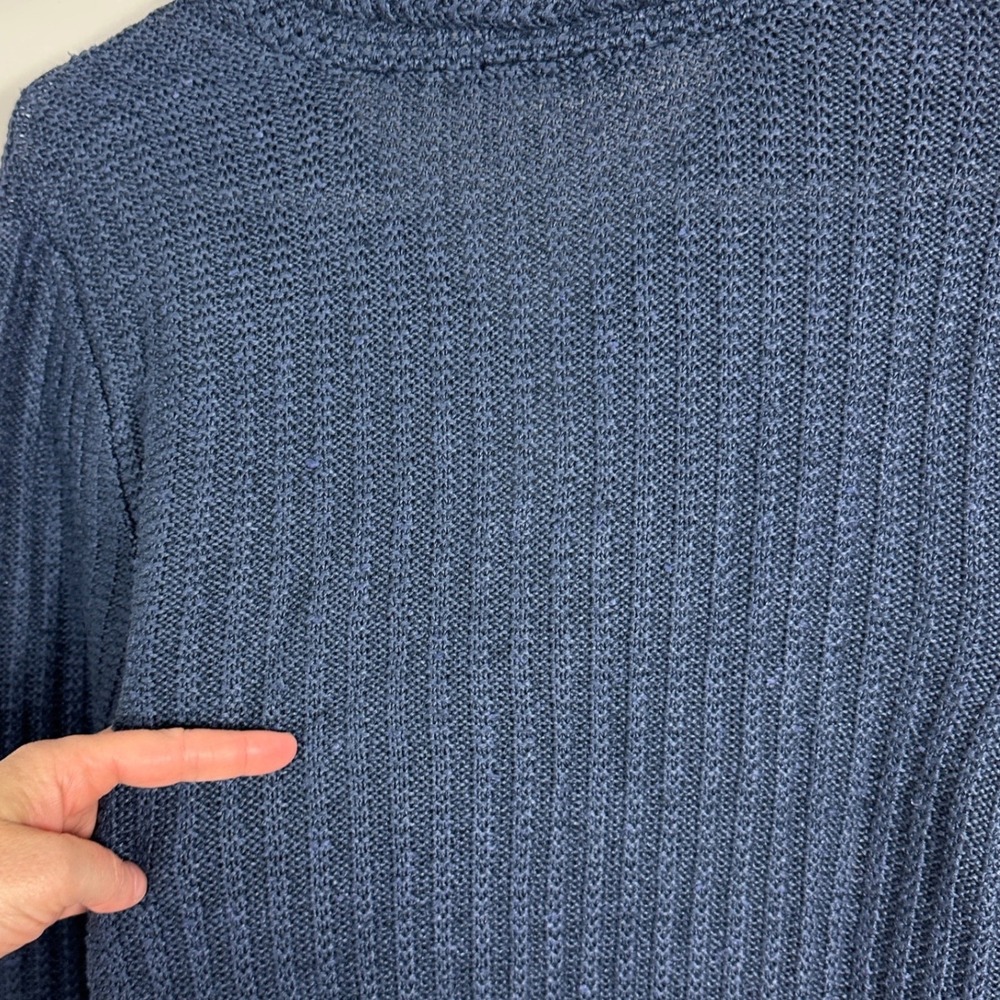 Inis Meain 90% Linen 10% Silk Blue Chevron Cable Knit Sweater Men Size Small NEW - Picture 12 of 16